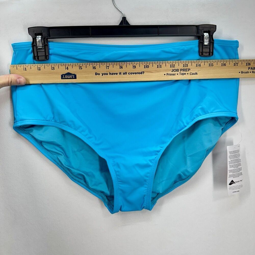 Lands End High Waisted Bikini Swim Bottoms Size 16 Turquoise Chlorine Resistant - Picture 7 of 9